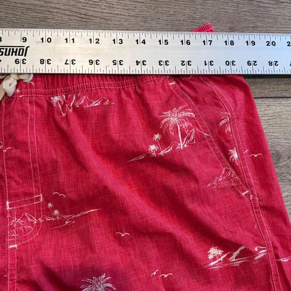 Johnnie-O Swim Trunks Mens Large Malibu Red Palm Tree Tropical Board Shorts NEW
